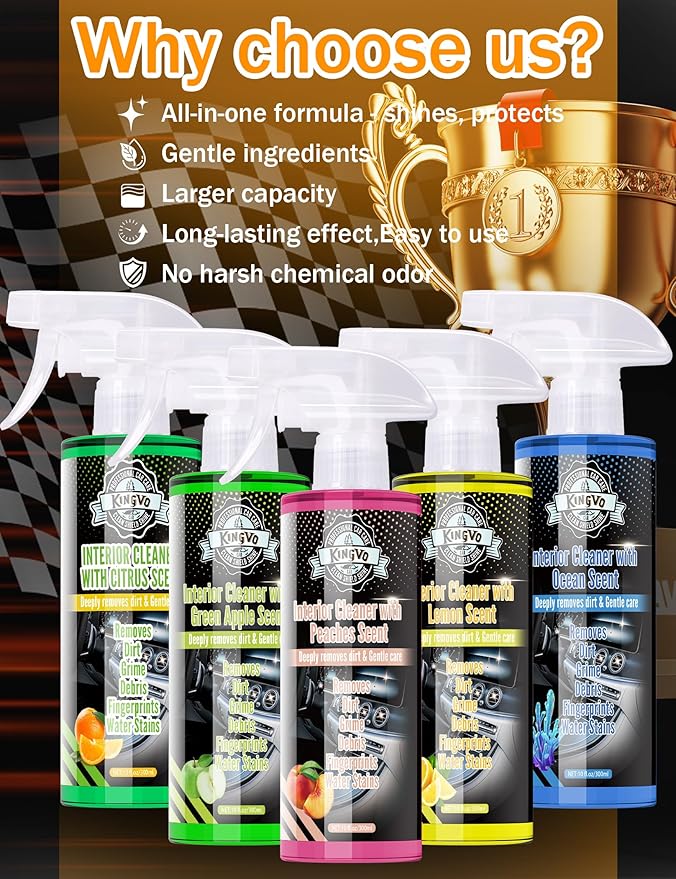 Car Cleaner Interior, Leather Cleaner Upholstery Interior Ceaning Kit Carpet Dashboard Shiny Car Stuff for Vinyl,Plastic,Fabr