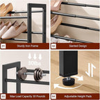 FAVOOSTY 2-Tier Expandable Shoe Rack, Adjustable Shoe Shelf Storage Organizer Space Saving Metal Free Standing Shoe Rack for 