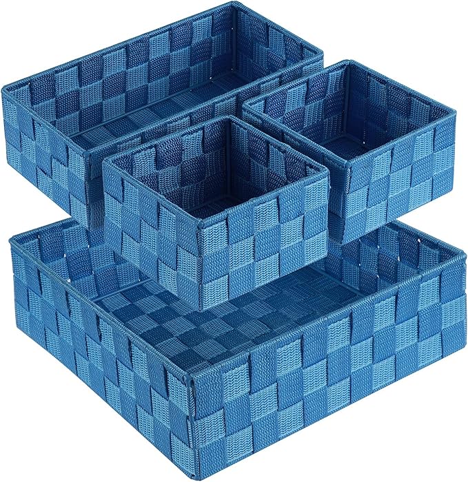 Posprica Woven Storage Baskets for Organizing, Small Black Baskets Cube Bin Container Tote Organizer Divider for Drawer, Clos