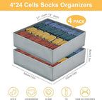 Joyoldelf Sock Drawer Organizer Divider Underwear Organizer 24-cell Fabric Dresser Drawer Organizers Storage Boxes for Socks 