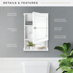 MCS 23x16 White Medicine Cabinet Organizer, Wall Mounted Bathroom Cabinet for Over-The-Toilet Storage, Bathroom Furniture & R
