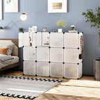 C&AHOME Cube Storage Organizer with Doors, 12-Cube Shelves, Closet Cabinet, DIY Plastic Modular Bookshelf Ideal for Bedroom, 