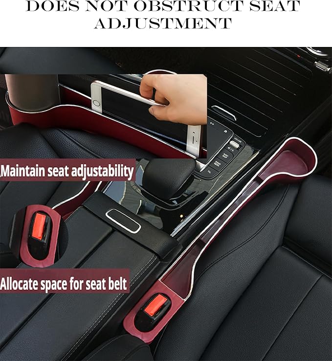 Car Seat Gap Filler Organizer- Upgrade Car Side Seat Gap Filler with Cup Holder and Phone Holder- Car Seat Gap Organizer for Prevent Falling-Seat Gap Storage 2 Pack (2, red)