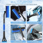 LivTee 32" Extendable Ice Scraper & Snow Brush for Car Windshield, 360° Rotating Snow Removal Tool for Cars, Trucks & SUVs, Automotive Winter Essentials & Car Accessories for Men, Blue