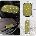 NBTEPEM 30 Pcs Yellow Bling Car Accessories Set for Women, Steering Wheel Cover Set, Bling Console Cover, Seat Belt Cushion, Shift Knob Cushion, Cup Holder Coaster, Rhinestone Car Hanging Accessories