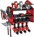 VEVOR Power Tool Organizer Wall Mount, 3-Layer Storage Rack with 4 Drill Holders, Tools Holder and Storage Rack with Side Peg