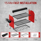 Power Tool Organizer Wall Mount with Charging Station, Heavy Duty 3 Layers Tool Storage Rack with 4 Cordless Drill Holder, Ba
