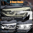 Automotive Headlight Restoration Kit - Refurbishing Fluid & Polishing Cleaner for Oxidized, Yellowed Headlamps, Enhanced Hydr