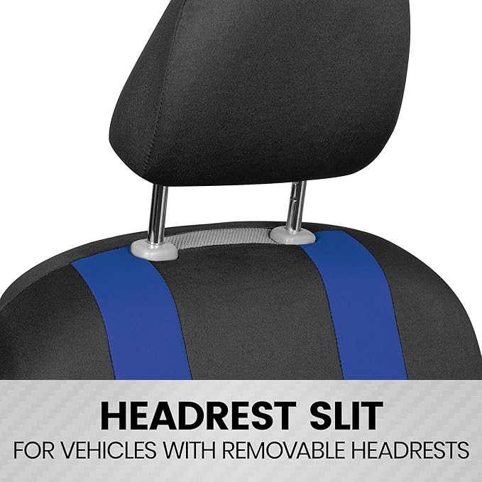 BDK carXS Seat Covers for Cars, Blue Two-Tone with Matching Back Seat Cover, Made to Fit Most Auto Truck Van SUV, Interior Ca