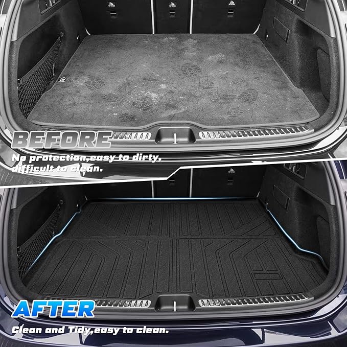 Sunsdrew Trunk Cargo Mat for 2023-2025 2026 Mercedes Benz GLC/GLC 300/GLC 43 AMG (Not for Coupe), Rear Trunk Cargo Liner All Weather Protection GLC Accessories TPE Rubber Raised Edge