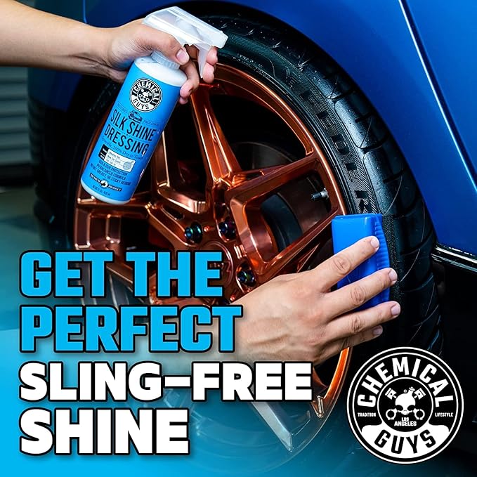 Chemical Guys Silk Shine Tire and Trim Dressing and Protectant – Non-Greasy Vinyl, Plastic & Rubber Spray, Plastic Restorer f