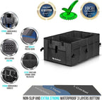 Car Trunk Organizer - Large Collapsible Storage Box with Adjustable Compartments - Heavy-Duty Cargo Organizer for SUV, Truck &