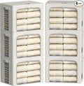 FHSQX 6 Pack Clothes Storage Bins with Metal Frame Foldable Storage Bins for Clothes Linen Fabric Storage Box with Clear Wind