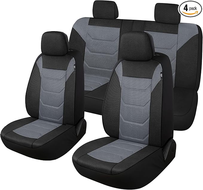 3D Air Mesh Car Seat Cover Full Sets Washable and Breathable Premium Cloth Automotive Vehicle Seat Covers for Cars Interior, 