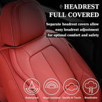 Coverado Car Seat Covers Full Set, Premium Nappa Leather Seat Covers for Car, Waterproof Car Seat Protector with Lumbar Suppo