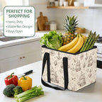 Vintage Sailing Ships Reusable Grocery Bags Large Shopping Tote Bag with Reinforced Bottom Board, Water Resistant Foldable St