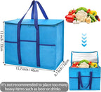 Foraineam 4 Pack Insulated Reusable Grocery Shopping Bags, Foldable Cooler Bag Food Delivery Bags with Hard Bottom Insert and Zippered Top, Stands Upright, Cooler Totes for Hot or Cold Food Transport