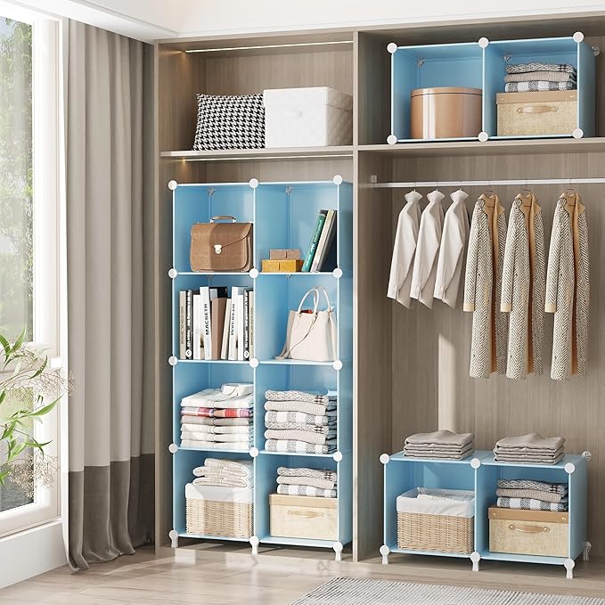 AWTATOS Cube Storage Organizer Protable Closet Organizers and Storage for Kids DIY Stackable 6 Cubes Storage Shelves Clothes 