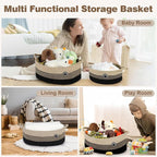 Optish Dog Toy Basket, Toy Box and Bin for Dog Cat Storage, 19.7" X 11" X 7.9" (30L) Large Woven Rope Basket for Blanket Stor