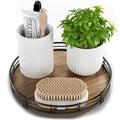 Acacia Wood 9" Bathroom Vanity Tray Turntable, Farmhouse Round Bathroom Countertop Organizer for Soap Perfume, Rotating Organ
