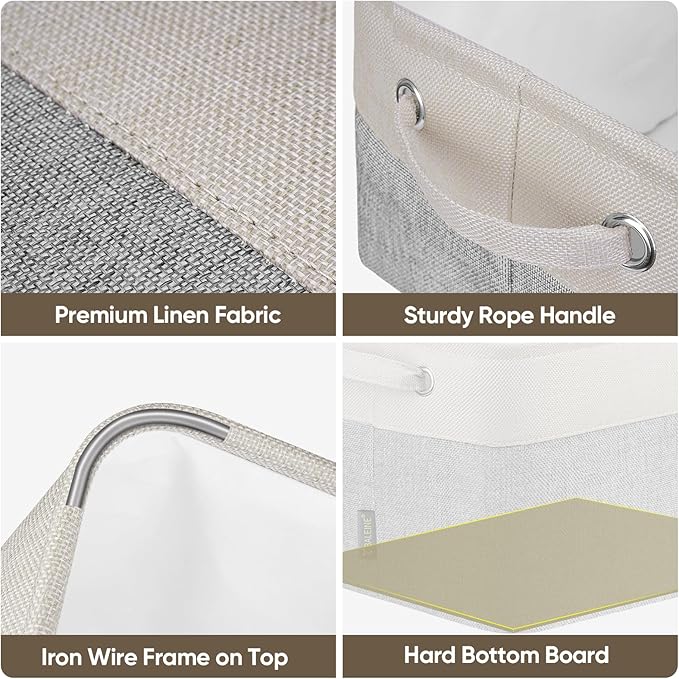 BALEINE 2 Pack Fabric Closet Storage Bins for Shelves, Linen Closet Organizers and Storage, Decorative Baskets for Organizing