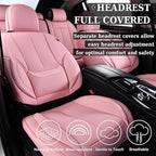 Coverado Car Seat Covers Full Set, Seat Covers for Cars, Pink Car Seat Protector Waterproof, Nappa Leather Car Seat Cushion, 