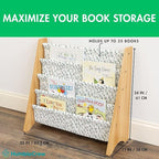 Humble Crew 4-Tier Kids Bookshelf, Natural/White/Green - Premium Book Shelf for Kids Rooms with Four Deep Pockets - Toddler S