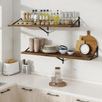 Floating Shelves, 12 Inch Deep Rustic Wood Wall Storage, 48W x 12D Wall Shelves Set of 2, Heavy Duty Metal Brackets, Large In