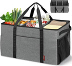 ZOMFELT 75L Standing Extra Large Utility Tote Bag with Removable Dividers&4-sided Reinforced, Reusable Grocery Shopping Bags