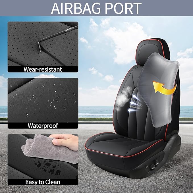 Car Seat Covers Full Set,Waterproof and Breathable Luxury Leather Seat Covers,Non-Slip Driver Seat Cushion,Automotive Seat Pr