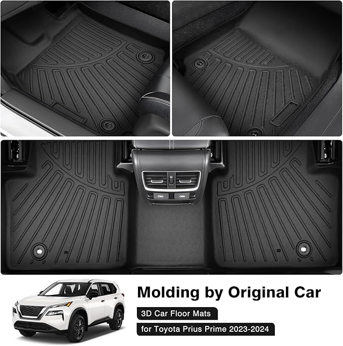 Powerty Floor Mats for 2021-2023 2024 2025 2026 Nissan Rogue Accessories All Weather Floor Liner 3D TPE 1st & 2nd Row Floor Mat Heavy-Duty Floor Liners (NOT for Rogue Sport)