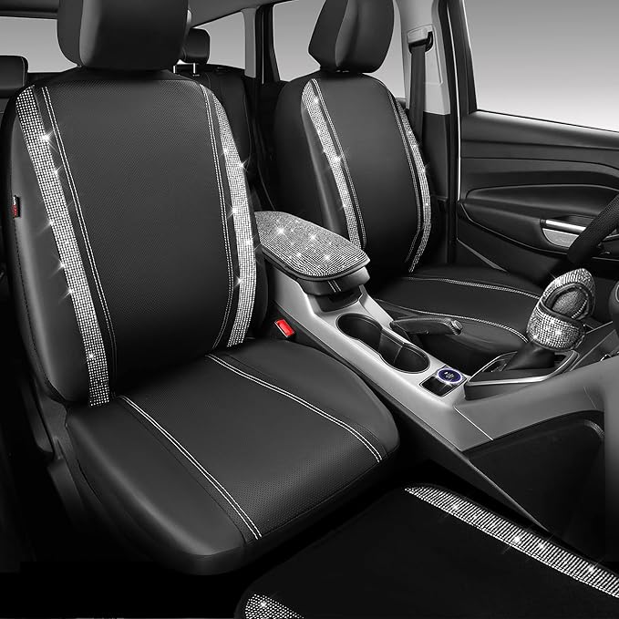 CAR PASS Rhinestone Bling Diamond Car Seat Covers Leather Shining Car Floor Mats Carpet Waterproof Anti-Slip Nibs Car Accesso