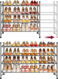 Tajsoon Expandable Shoe Rack for Closet 4 Tier, 29“-41“Adjustable & Stackable Shoe Shelf Storage, Metal Shoe Rack Organizer f