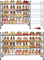 Tajsoon Expandable Shoe Rack for Closet 4 Tier, 29“-41“Adjustable & Stackable Shoe Shelf Storage, Metal Shoe Rack Organizer f