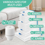 Cozy Essential Vacuum Storage Bags, Space Saver Bags，Compression for Comforters and Blankets, Pillow, Bedding, Sealer Clothes