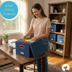Internet's Best Collapsible File Storage Organizer - Decorative Linen Filing & Storage Office Box - Letter/Legal - Navy - 1 P