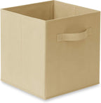 Casafield Set of 6 Collapsible Fabric Cube Storage Bins, Sandy Beige - 11" Foldable Cloth Baskets for Shelves, Cubby Organize