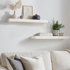 INHABIT UNION White Floating Shelves for Wall-24in Wall Mounted Display Ledge Shelves Perfect for Bedroom Bathroom Living Roo