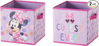 Idea Nuova Disney Minnie Mouse Set of Two Spacious Collapsible Storage Cubes, 10"x10", Minnie Mouse / Pink