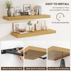Fun Memories 48 Inch Floating Shelves for Wall - 12 Inch Deep Fireplace Mantel Shelf - Wood Floating Shelf for Wall - Large S
