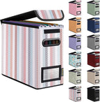 BALEINE File Organizer Box with Lid, Collapsible File Folder Organizer with Plastic Slide, Hanging File Folder Box for Office