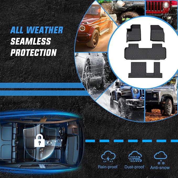 Nilight TPE Floor Mats for Chevy Traverse 8 Seats 2nd Row Bench Seat 2018 2019 2020 2021 2022 2023 2024 2025 All Weather Custom Fit Heavy Duty Floor Liners