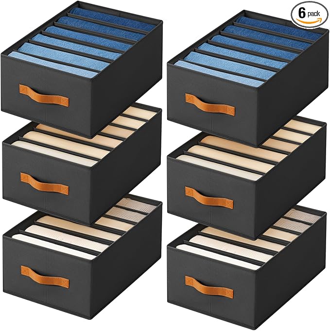 Homsorout Closet Organizers and Storage - Fabric Clothes Organizer with Handles, Foldable Jeans Organizer for Clothes, Drawer