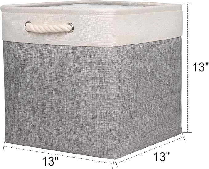 Univivi Foldable Storage Basket Fabric 13 inch Cube Storage Bins with Hard Bottom &Sturdy Handles Storage Cube for Shelf Clos