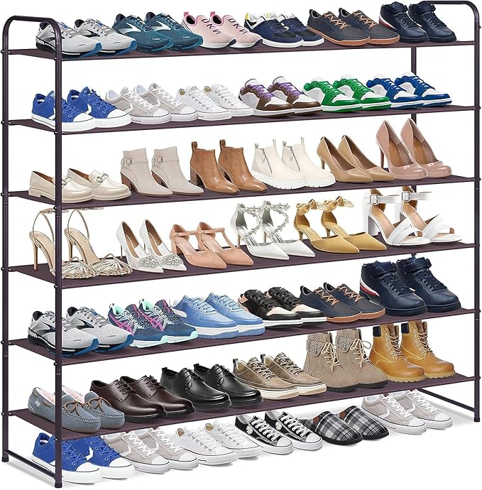 KIMBORA 6 Tier Long Shoe Rack for Closet, Wide Closet Shoe Organizer Storage Sturdy Sneaker Shelf for Floor, Bedroom 42 Pairs