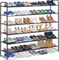 KIMBORA 6 Tier Long Shoe Rack for Closet, Wide Closet Shoe Organizer Storage Sturdy Sneaker Shelf for Floor, Bedroom 42 Pairs