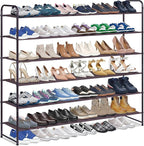 KIMBORA 6 Tier Long Shoe Rack for Closet, Wide Closet Shoe Organizer Storage Sturdy Sneaker Shelf for Floor, Bedroom 42 Pairs