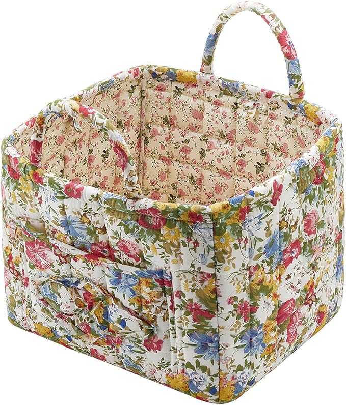 Boho Fabric Storage Basket, Large Capacity Laundry Basket, 12.2'' x 10.23'' x 10.23'' Collapsible Laundry Hamper with Easy Ca