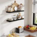 30 Inch Floating Shelves, 8 Inch Deep Floating Shelves for Wall, Hanging Shelf with Invisible Brackets, Deep Shelves for Bath