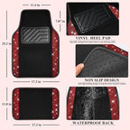 CAR PASS 11 PCS Bling Diamond Car Mats Set for Women Girls, Sparkly Rhinestone Steering Wheel Cover, Waterproof Floor Mats Un